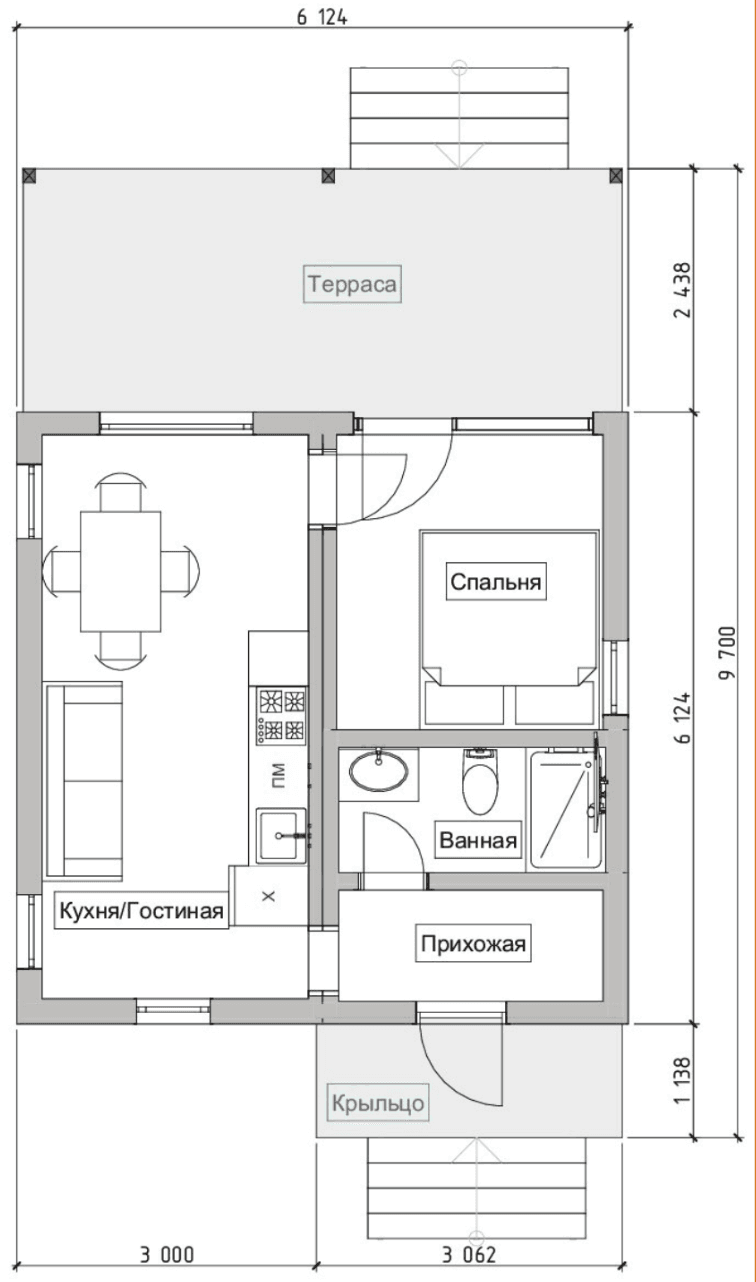 Планировка — 36 м²
